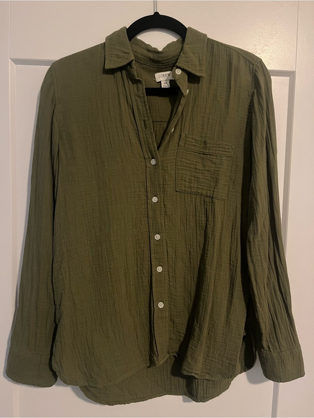 J. Crew Olive Green Button Front Shirt 100% Cotton